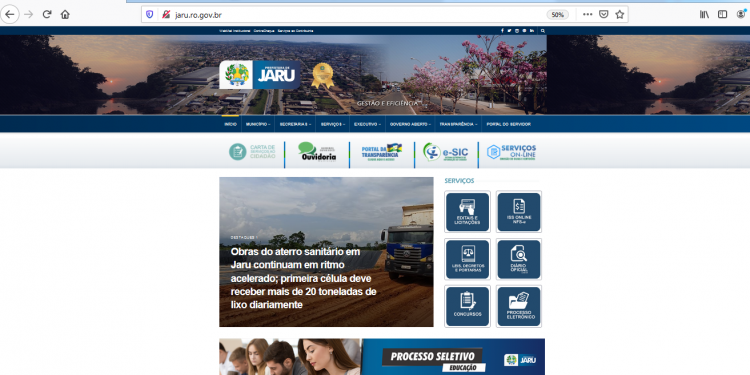 Prefeitura de Jaru reformula portal oficial do município; confira