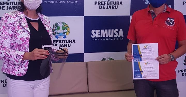 Secretaria de saúde de Jaru recebe doação de 70 protetores faciais; equipamentos foram produzidos pela Universidade Federal do Paraná