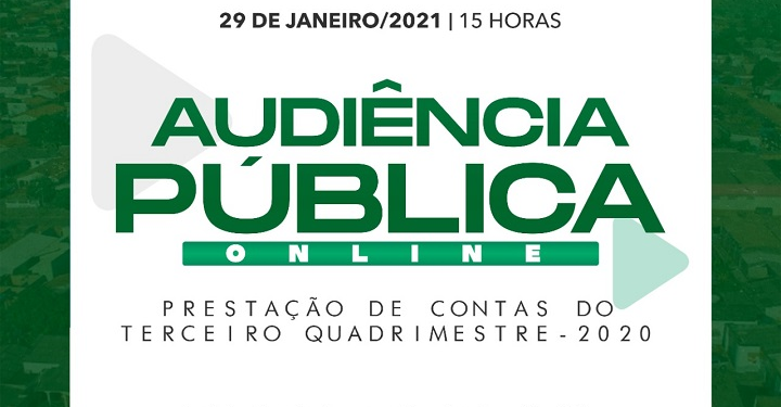 Prefeitura de Jaru realizará Audiência Pública on-line na próxima sexta-feira 29, para a prestação de contas do 3º quadrimestre de 2020