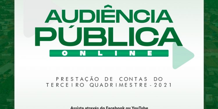 Prefeitura de Jaru realizará Audiência Pública on-line na próxima sexta-feira 25, para a prestação de contas do 3º quadrimestre de 2021