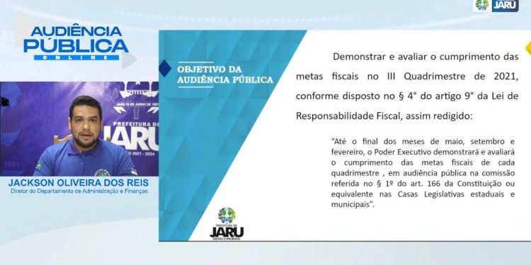 Audiência Pública on-line para a prestação de contas do 3º quadrimestre de 2021