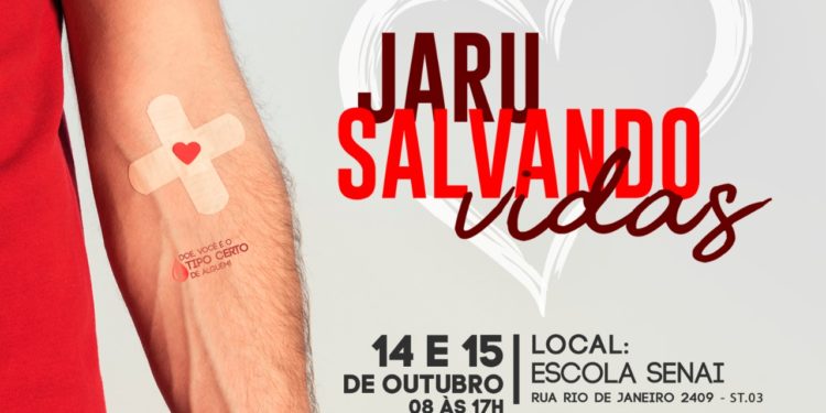 Jaru receberá equipe da Fhemeron para campanha de doação de sangue nos próximos dias 14 e 15; ação será das 8h às 17h na Escola do Senai