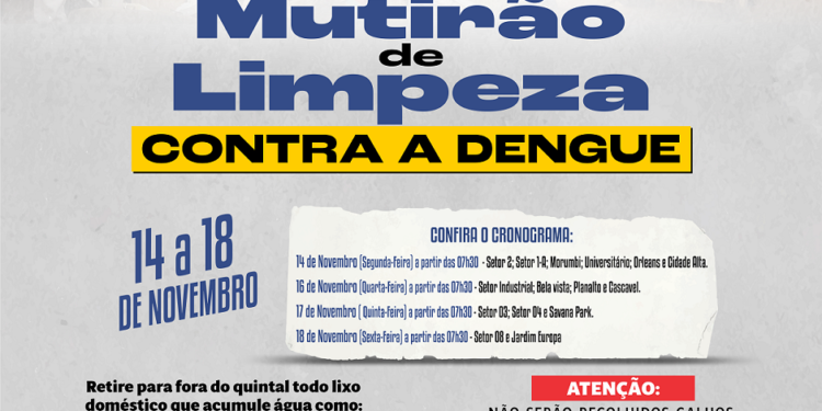 Prefeitura de Jaru iniciará 2ª etapa do mutirão de limpeza contra a Dengue na próxima segunda-feira,14