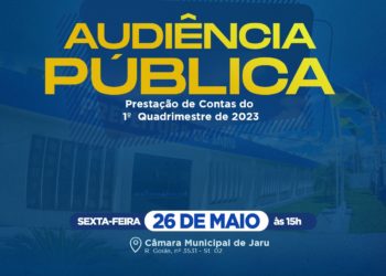 Jaru: Audiência Pública para prestação de contas do 1º Quadrimestre de 2023 será no dia 26 de maio
